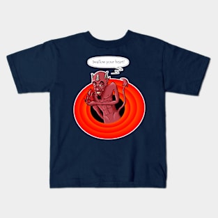 Funny & crazy demon saying "swallow your heart" Kids T-Shirt